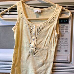 Girls Limited Too Sleeveless Ribbed Tank Top  Sequins Yellow 10